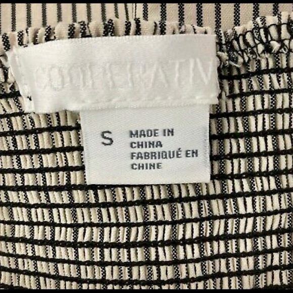 ❤Urban Outfitters Cooperative off white with black pinstripe strapless dress S - Picture 4 of 6